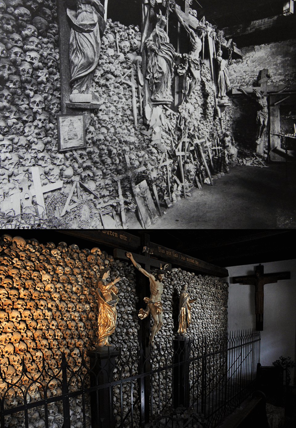 The ossuary of Naters then and now