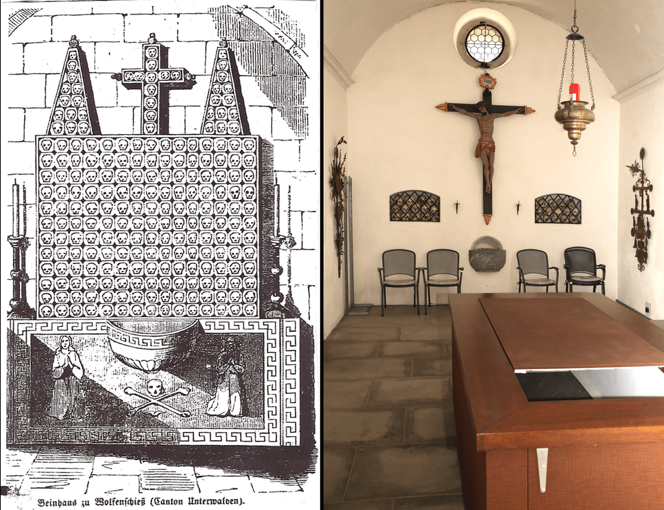The ossuary of Wolfenschiessen then and now